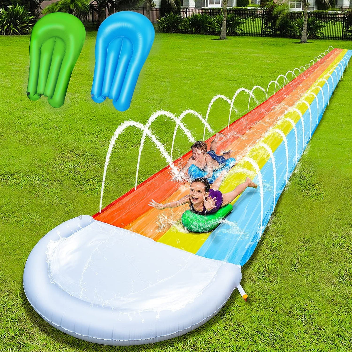 20Ft Rainbow Water Slide with 2 Water Bodyboards Y84449