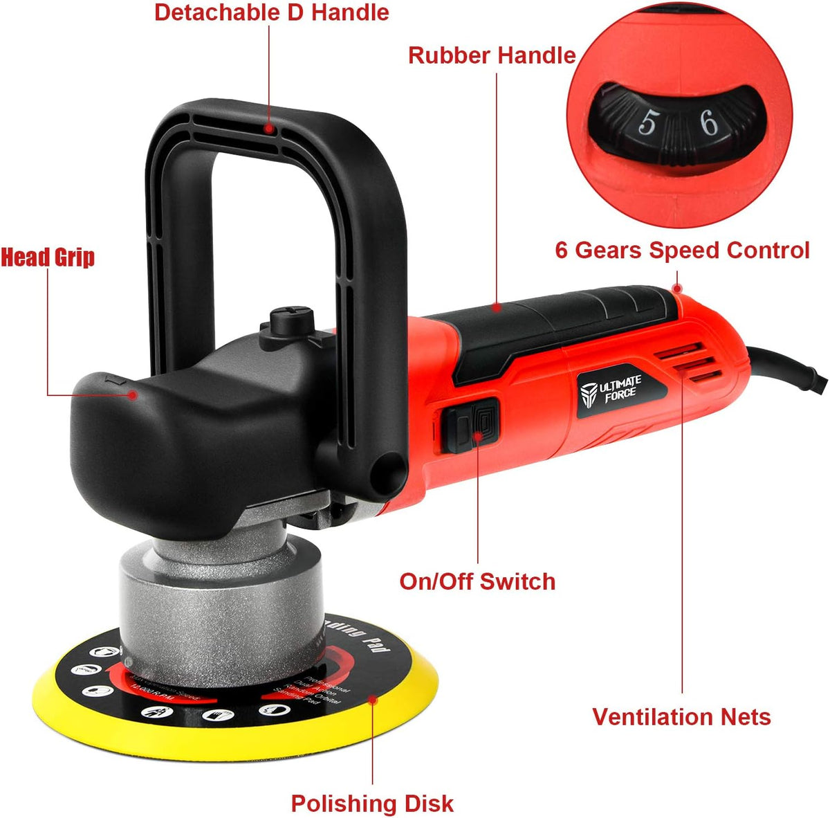 6 Inch Dual Action Random Orbital Car Buffer Polisher C6588