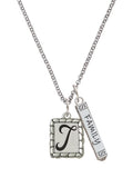 Silvertone Initial Bar Charm Necklace, 23" V9167
