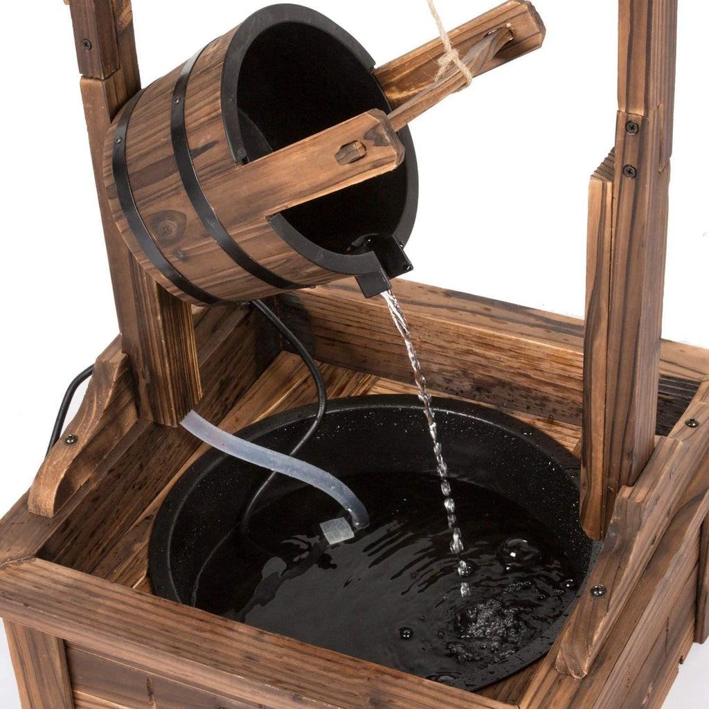 Wood Patio Outdoor Fountain with Adjustable Flow Submersible Electric Pump R653963