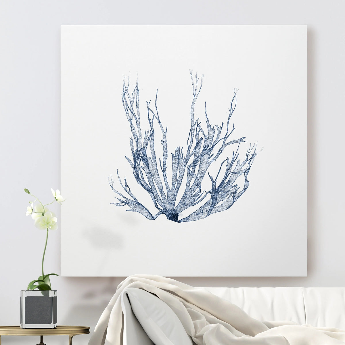 Navy Seaweed Gallery Wrapped Canvas 10x10 U44594