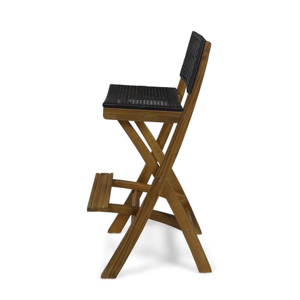 2pk Acacia Wood Folding Barstools Dark Gray F686