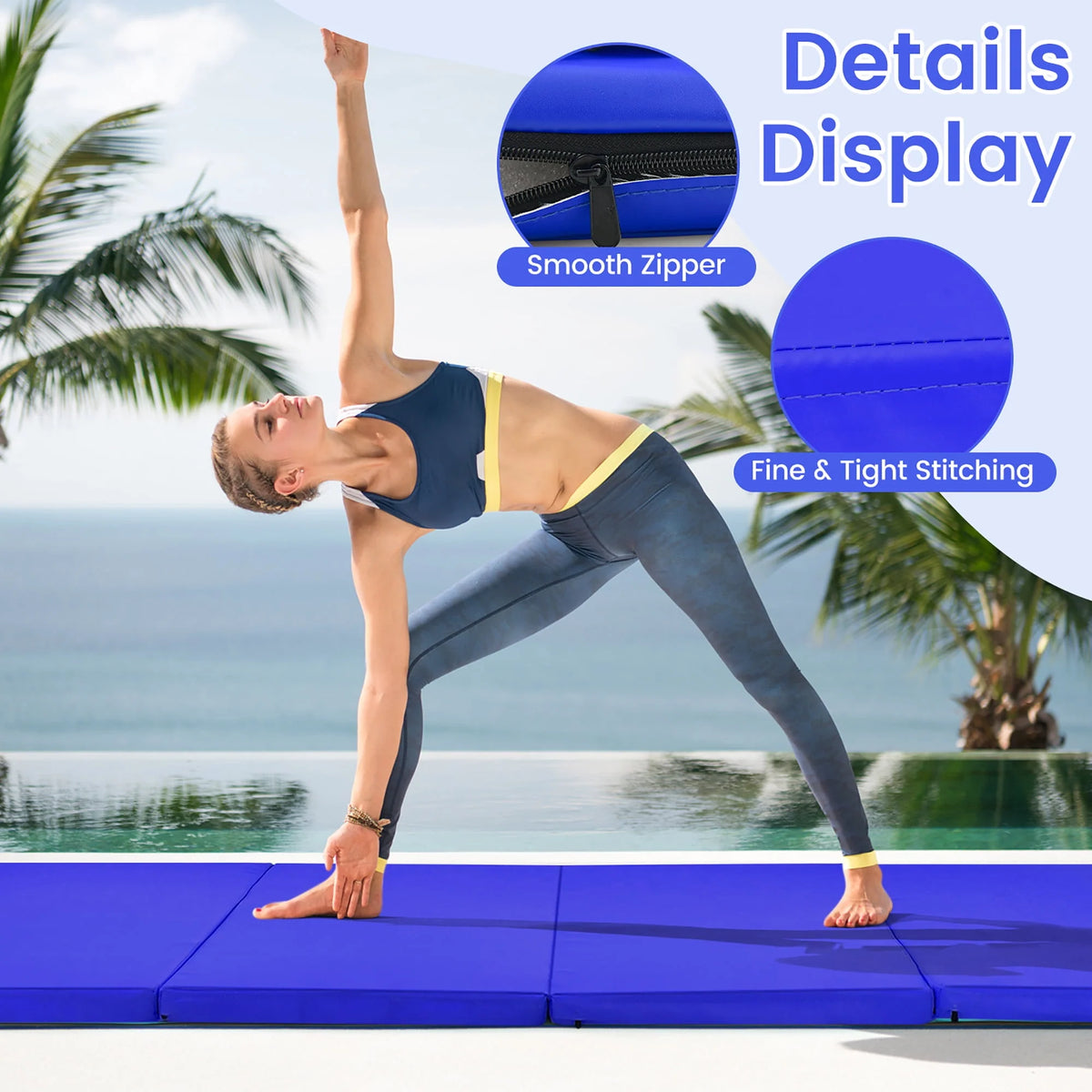 Navy 4'x8'x2'' Folding Gymnastics Mat C380159