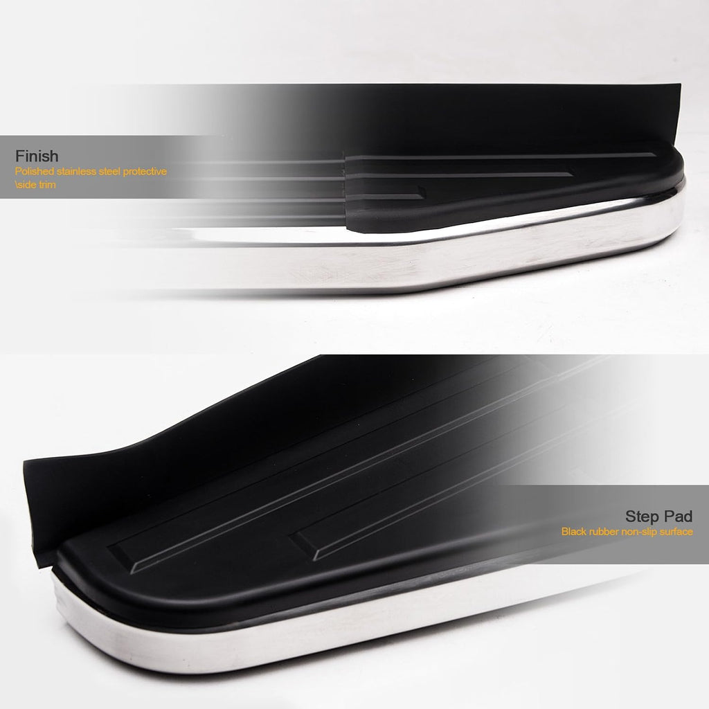 6 VP Series Aluminum Running Boards Black With Chrome Trim N16425