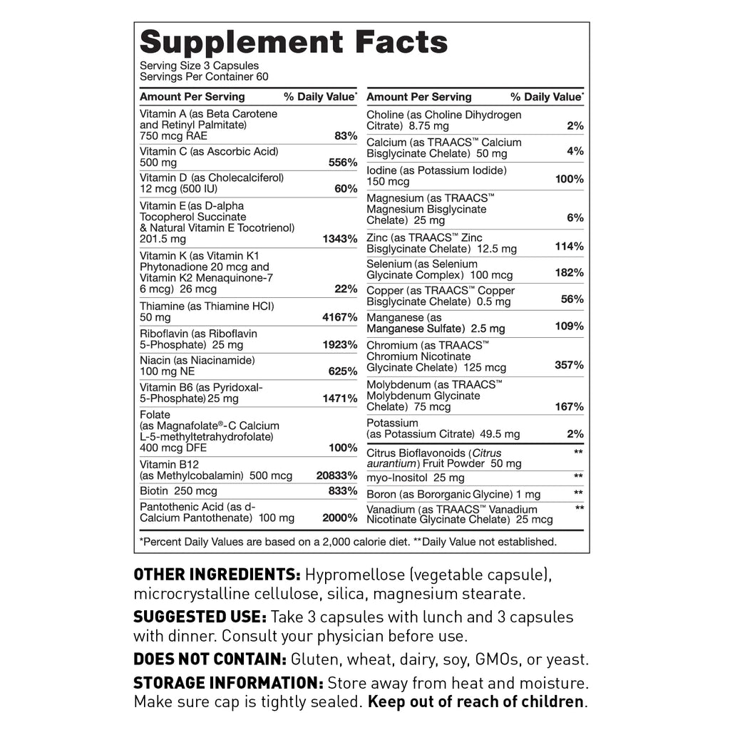 180 Caps Multivitamin with B Vitamins, Zinc, Selenium, Iodine X29482