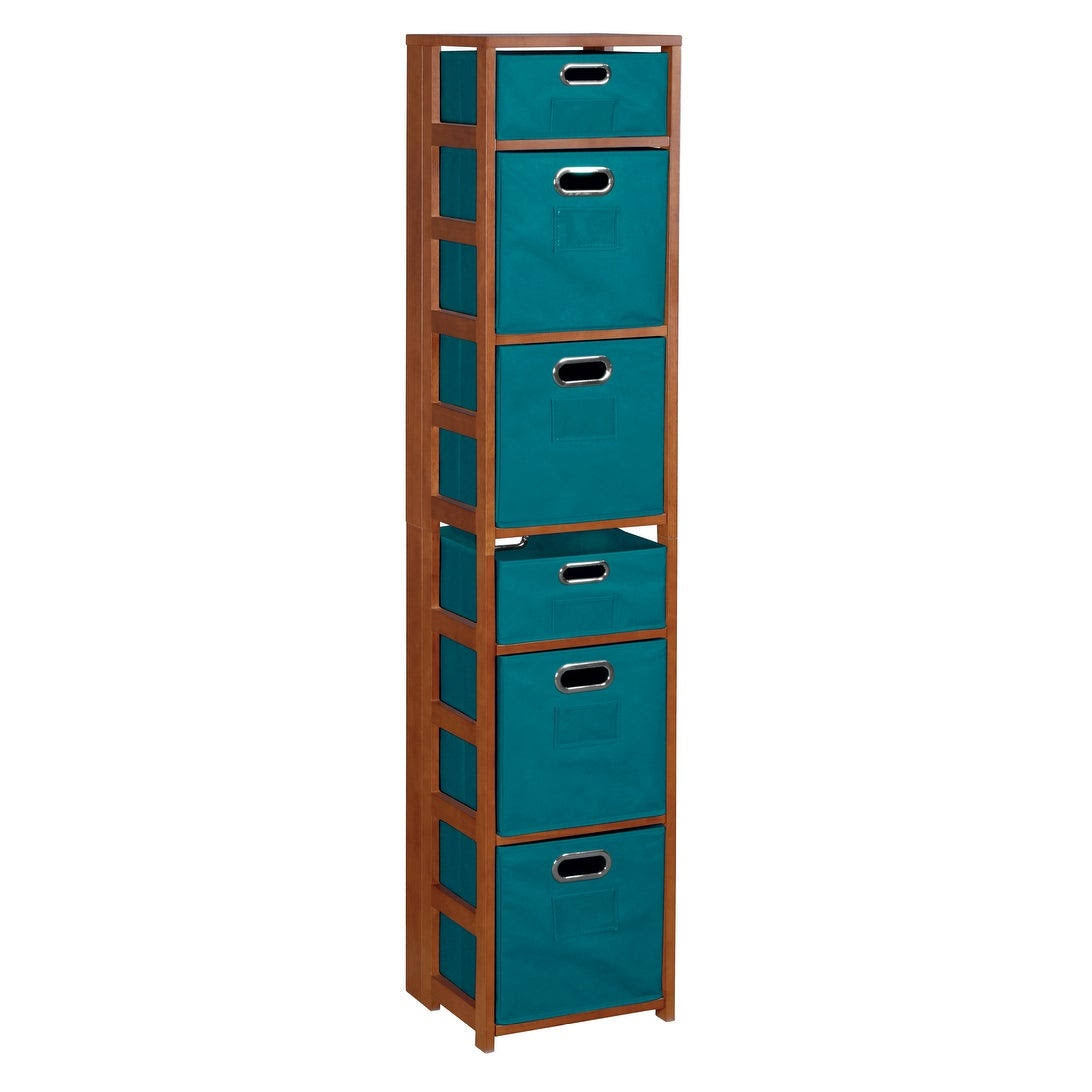 Square Folding Bookcase with Fabric Bins B628