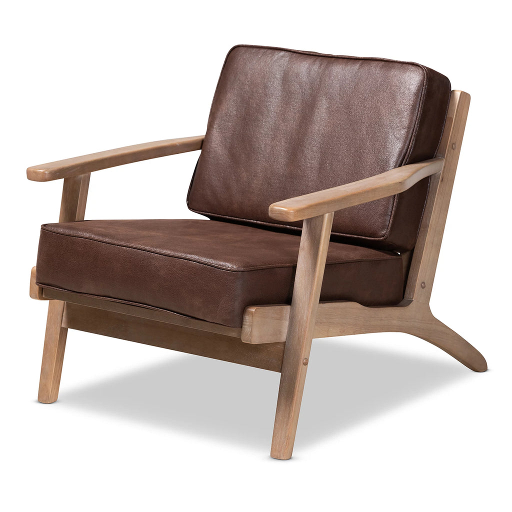Dark Brown Faux Leather Armchair Q137979