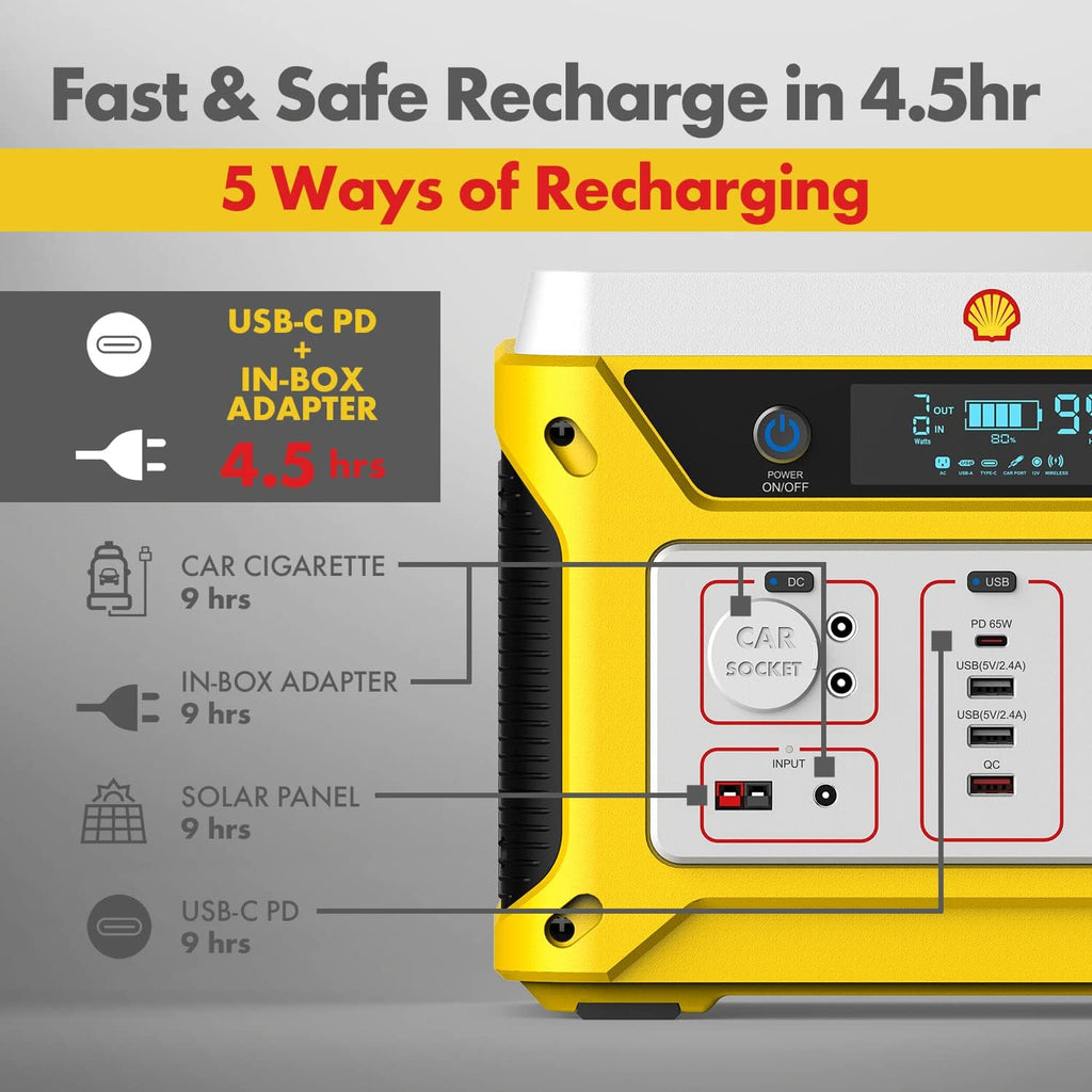 Portable Power Station 500W 583Wh Lithium Battery Solar Generator with 110V AC Outlet L96387