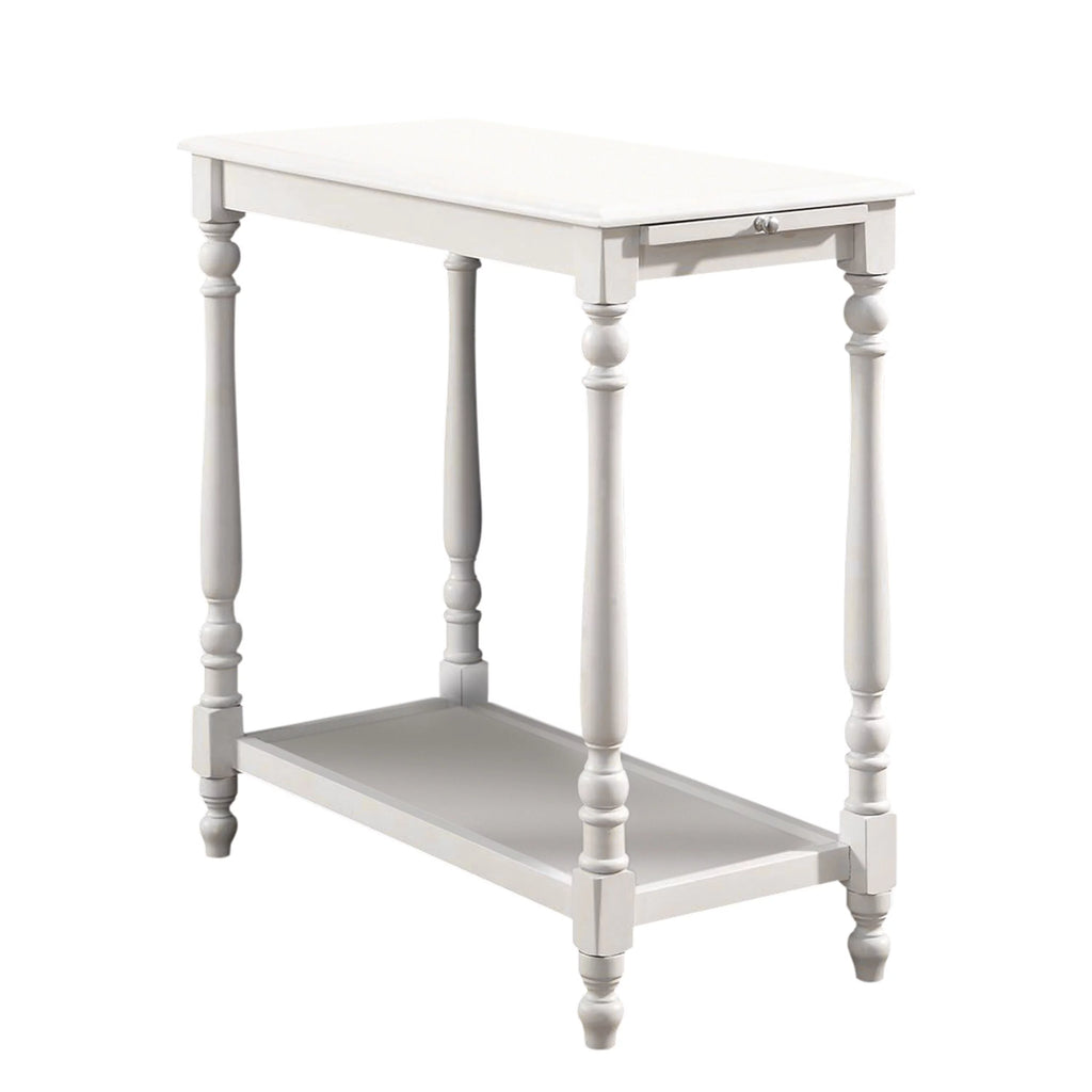 White 25-inch Solid Wood 1-Shelf Side Table X91350