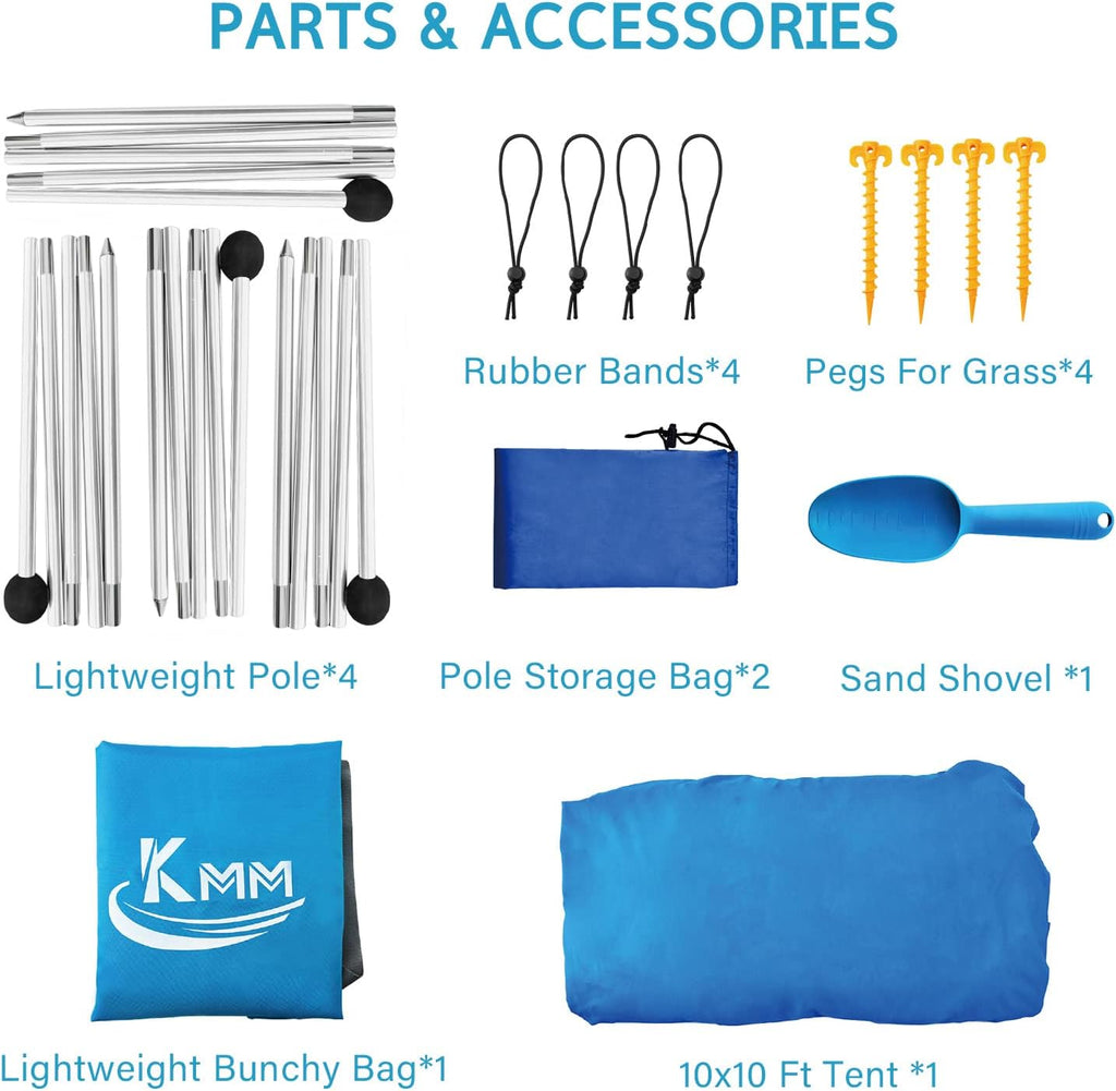 Beach Tent Sun Shade Canopy with 4 Poles Y4985
