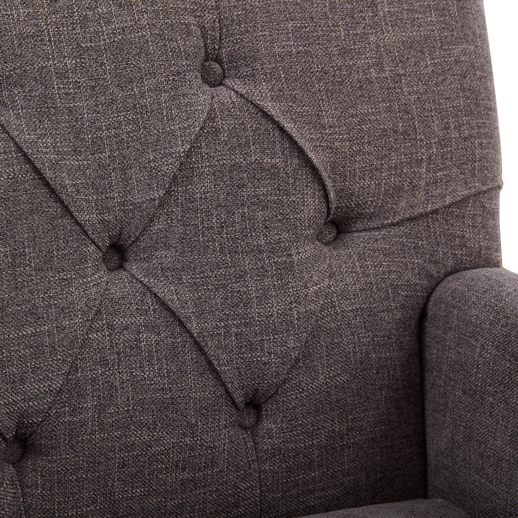 Grey Linen Upholstered Accent Chair with Lumbar Pillow S374