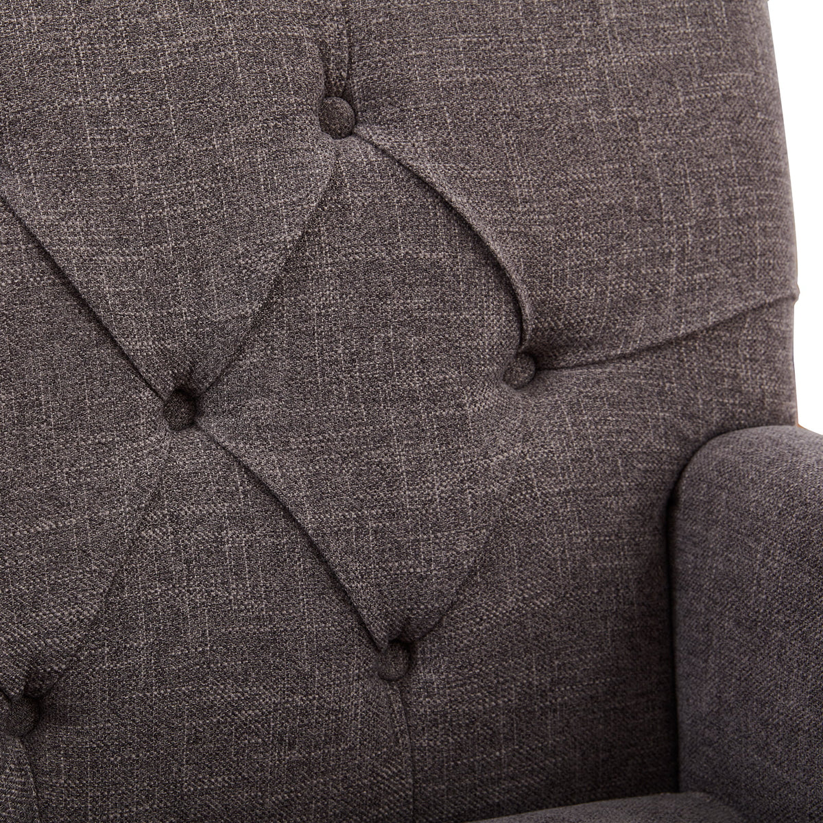 Grey Linen Upholstered Accent Chair with Lumbar Pillow S374
