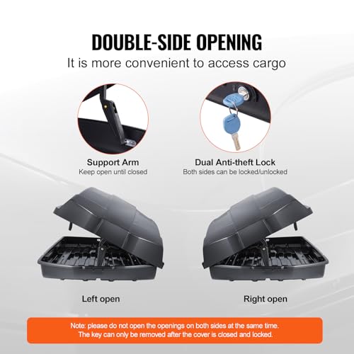 18 Cubic Feet ABS Hard Shell Roof Box with Dual-Sided Opening and 2 Reinforced Straps, Black J185168