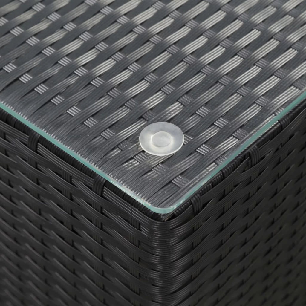 Black Poly Rattan Glass Side Table O11319