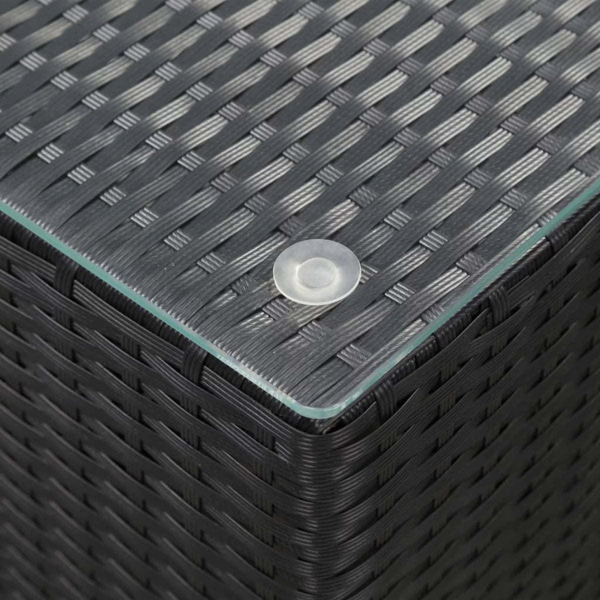 Black Poly Rattan Glass Side Table O11319