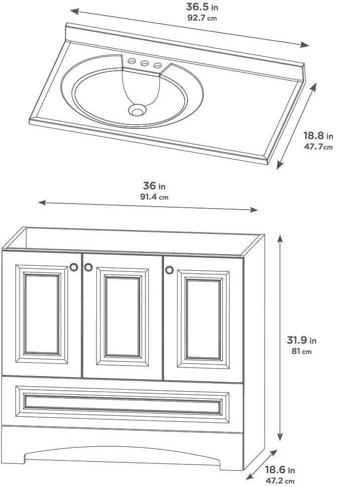 36 in. White Bath Vanity with Vanity Top F325453