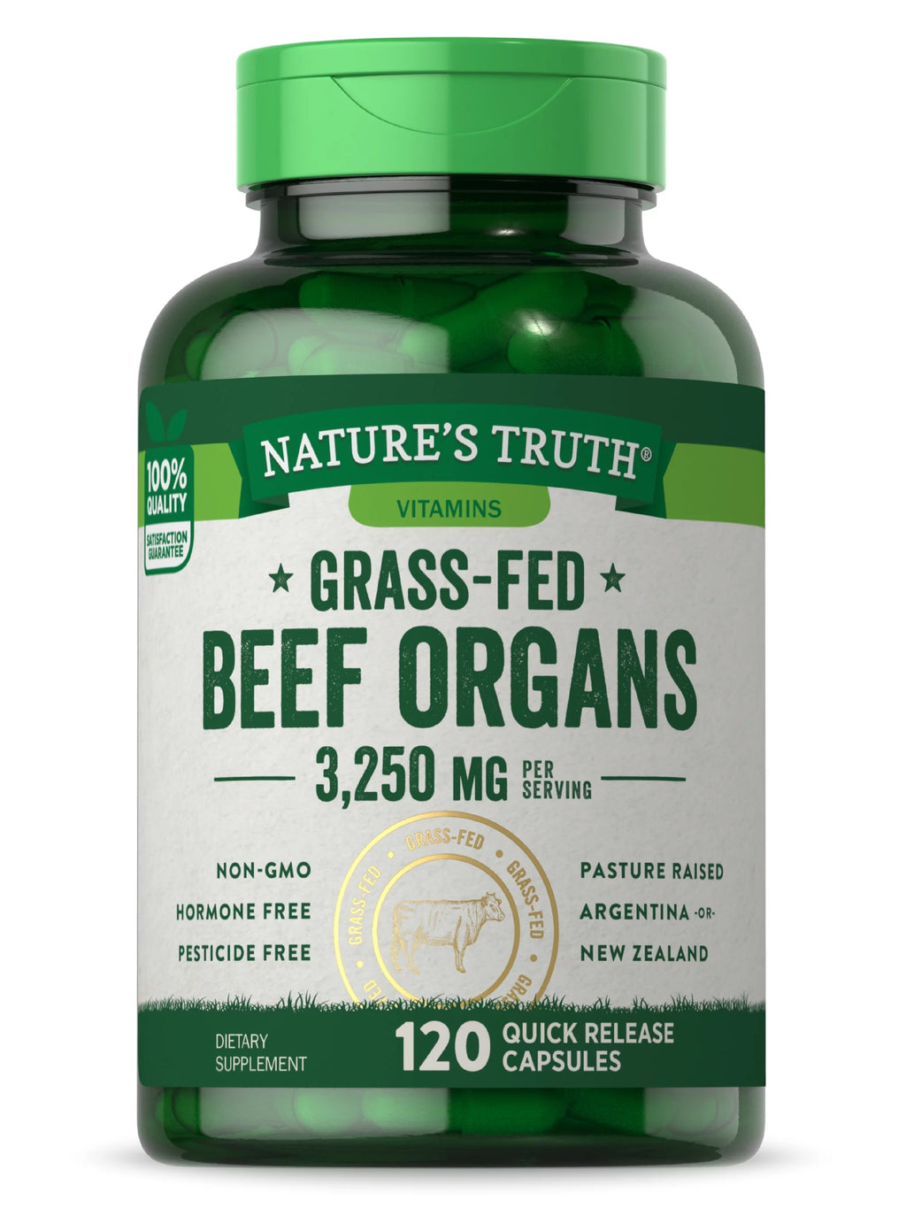 120 Count 3250mg Beef Organs Capsules Q24727