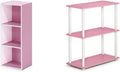 3-Tier Open Shelf Bookcase & 3-Tier Display Rack, White/Pink Z536046