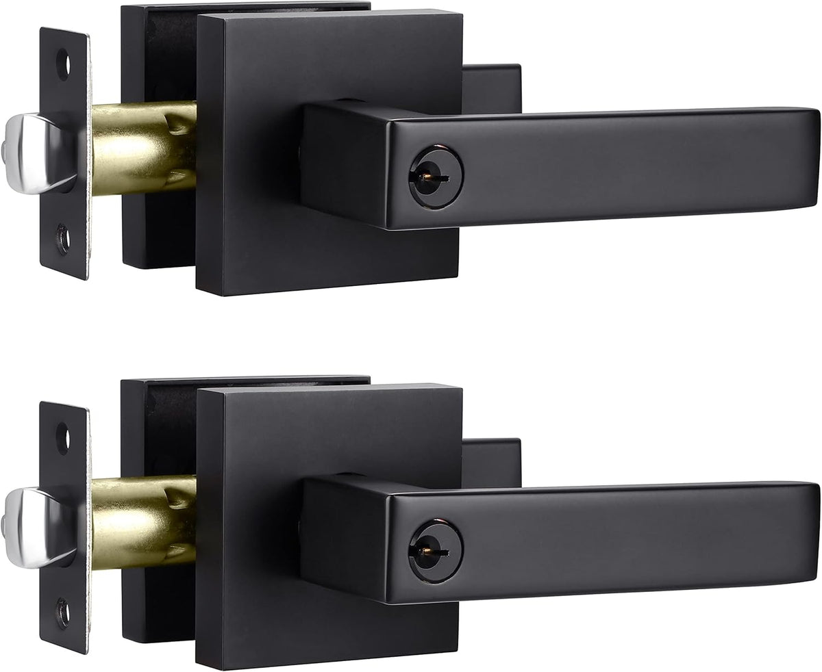 5 Pack Matte Black Heavy Duty Exterior Door Handle Keyed Alike Entry Door Lock Set N5276
