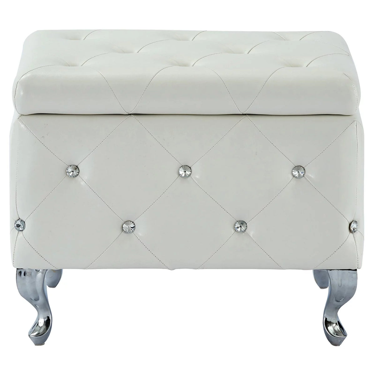 Faux Leather & Metal Square Storage Ottoman T305
