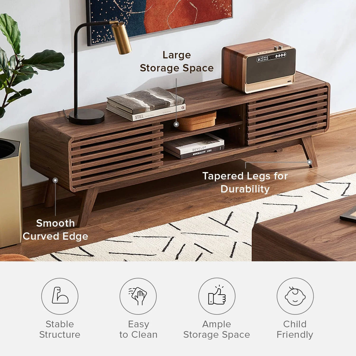 59 Mid-Century Modern TV Stand Console H8752
