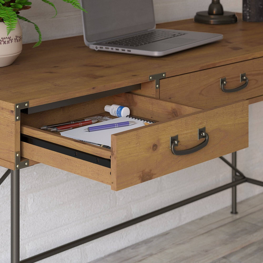 48W Writing Desk with Mobile File Cabinet and 5 Shelf Bookcase, Restored Gray I72849