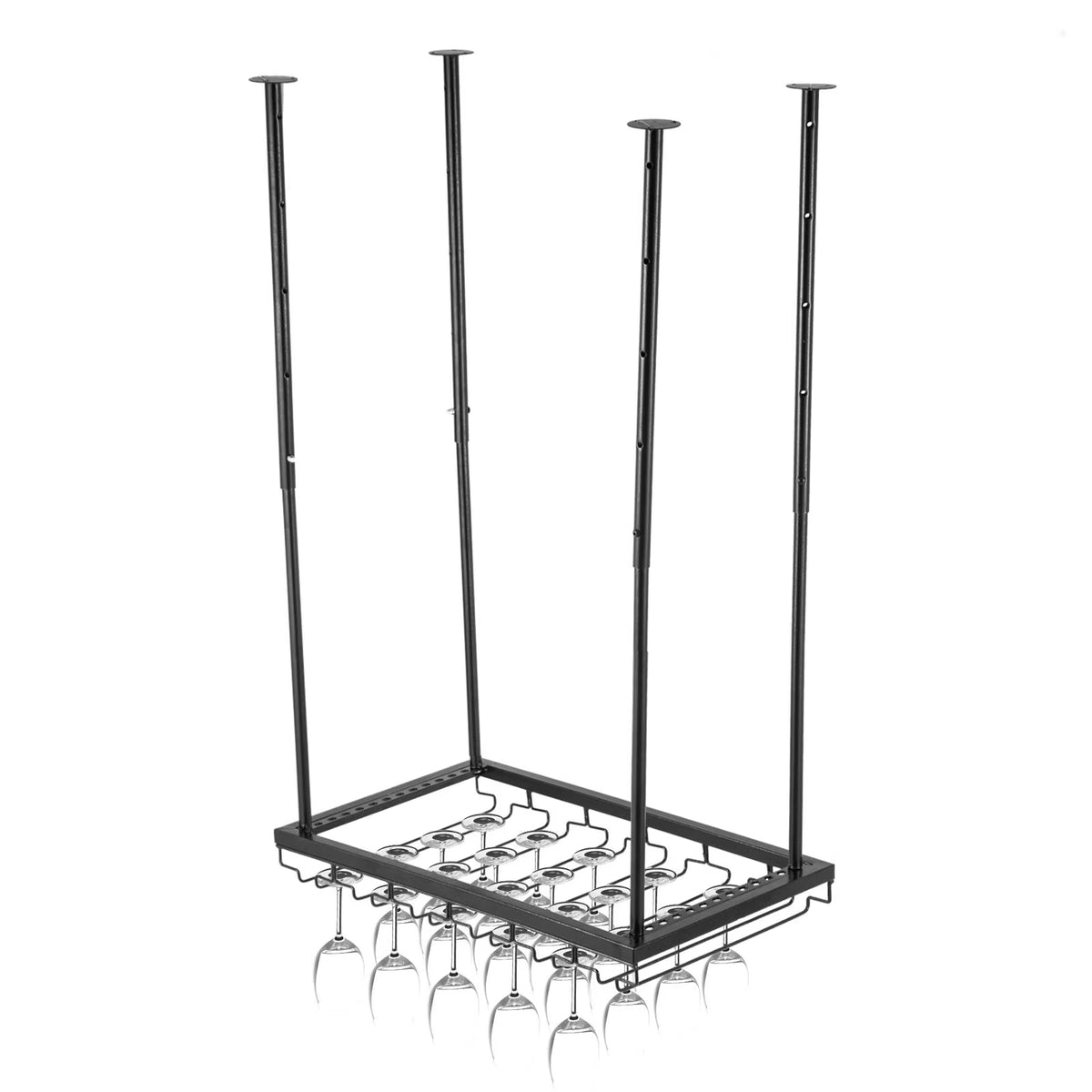 Black Wall-Mounted Wine Glass Rack Y216