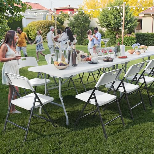 White Plastic Folding Chairs, 6 Pack V152010