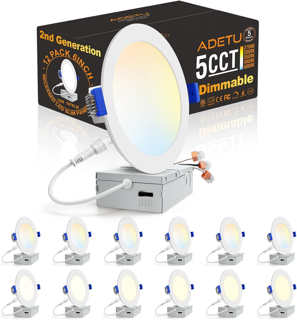 12 Pack 6Inch 5CCT Dimmable LED Recessed Light with Junction Box T8717