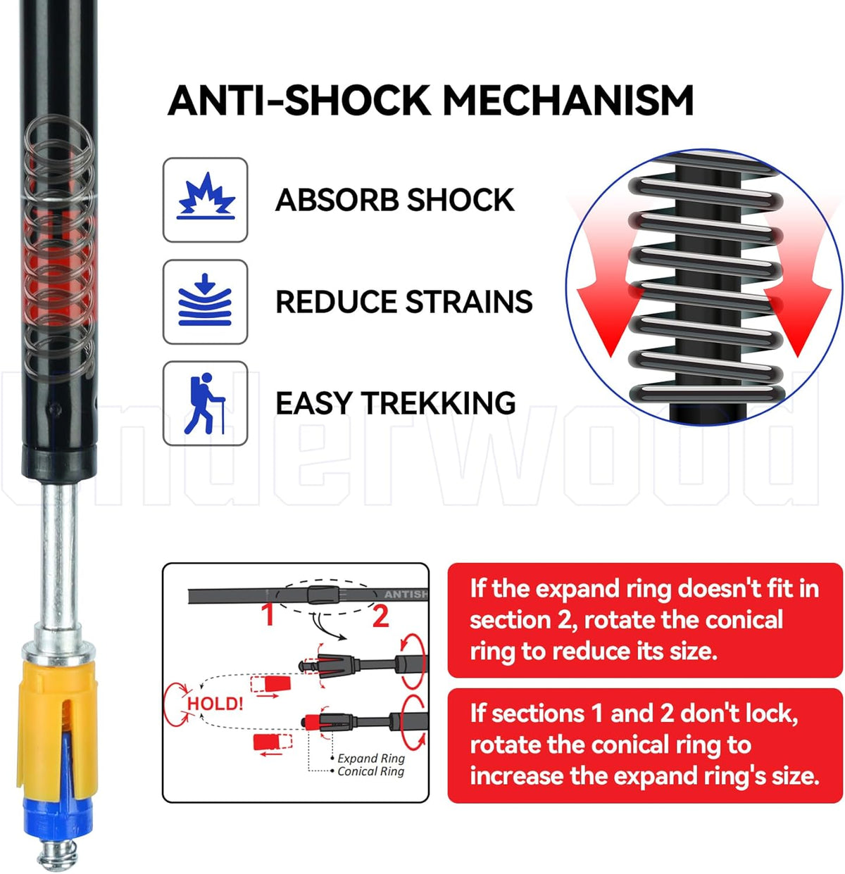 2 Pack Adjustable Aluminum Trekking Poles O8795