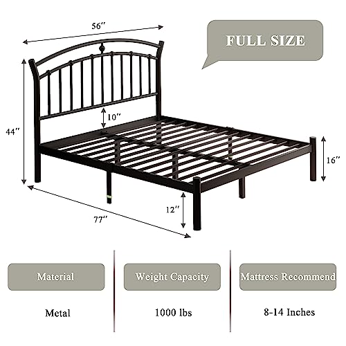 Full Black Metal Bed Frame with 13 Steel Slats Y211