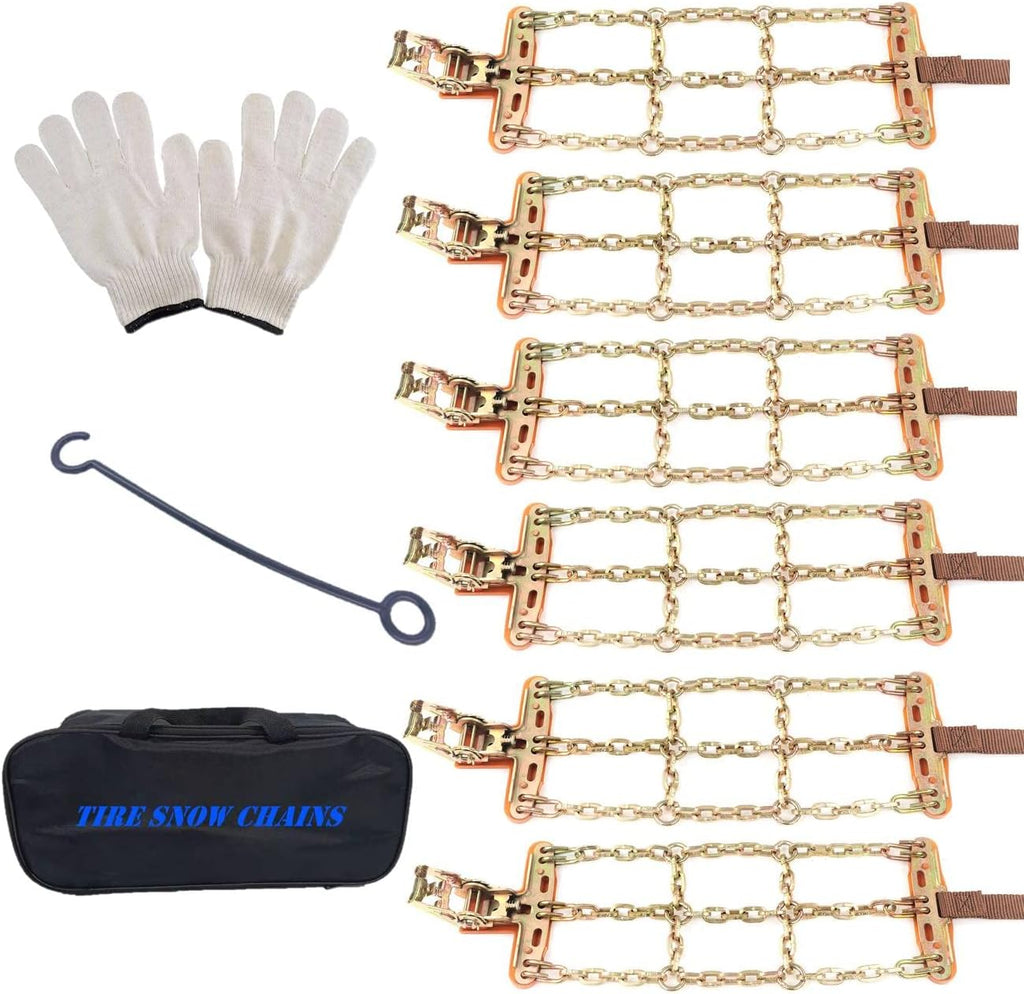 Snow Chains for Car, Truck, SUV, Tire Width 215-315 mm, 6 Pack E7873