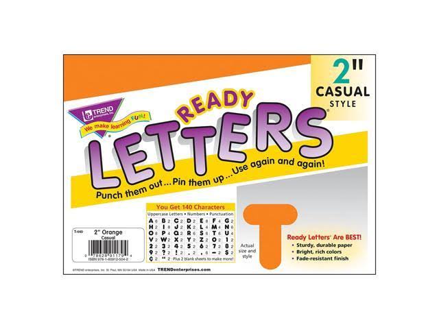 Orange 2x22 Casual Uppercase Ready Letters, 6 Packs S172