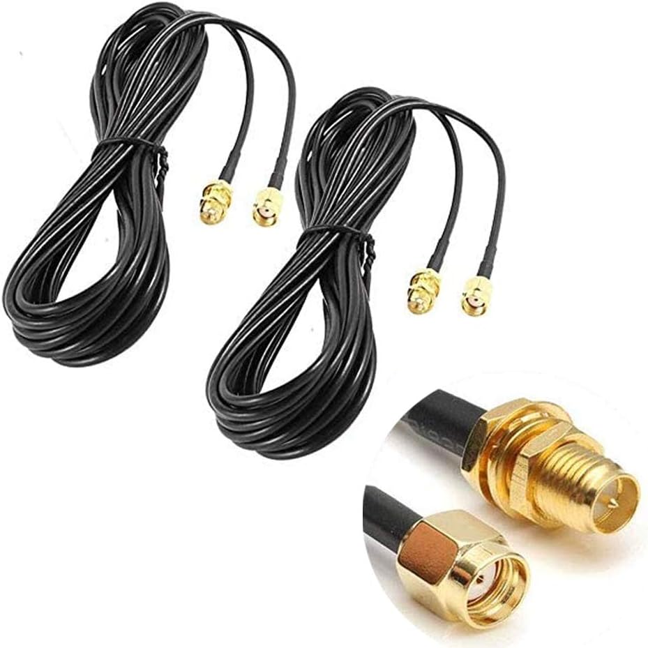 16ft RP-SMA Coaxial Extension Cable Male to Female Connector - 2Pack D4164