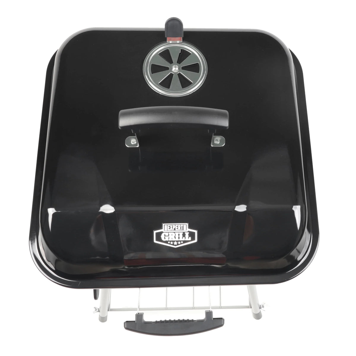 Square Steel Charcoal Grill with Wheels, Black Y478309