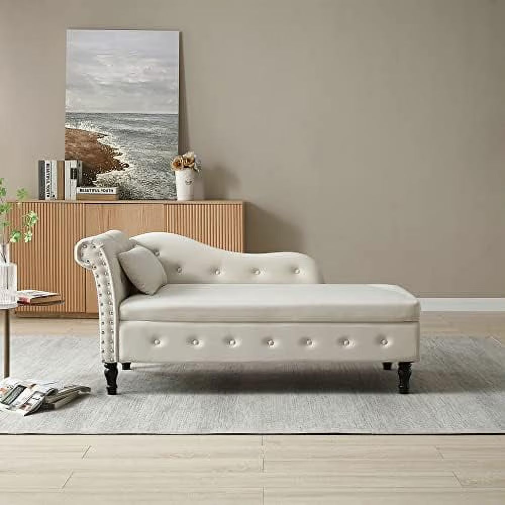 Orange Upholstered Chaise Lounge Chair with Pillow Y2553