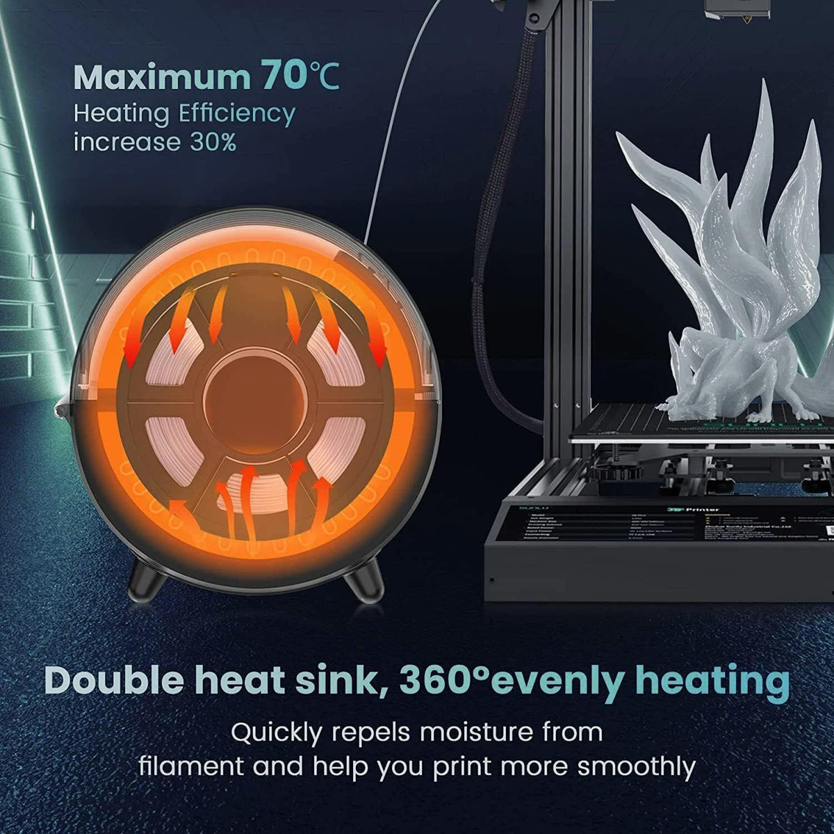 Filament Dryer Box with Fan, 360° Heating, Humidity Display, 1 Kg Spool H6339