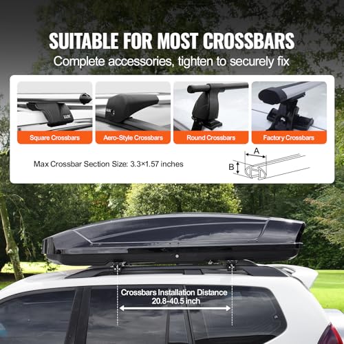18 Cubic Feet ABS Hard Shell Roof Box with Dual-Sided Opening and 2 Reinforced Straps, Black J185168