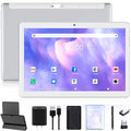 10.1 Inch Android Tablet with Keyboard 4GB RAM 64GB 128GB Expandable Silver J142
