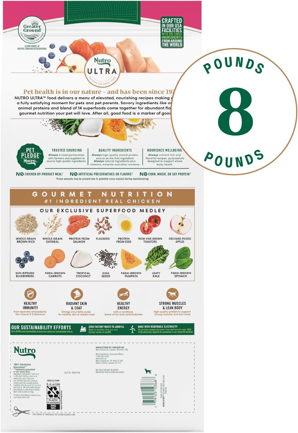 8 lb. Bag Dry Dog Food with Chicken, Lamb and Salmon M30082