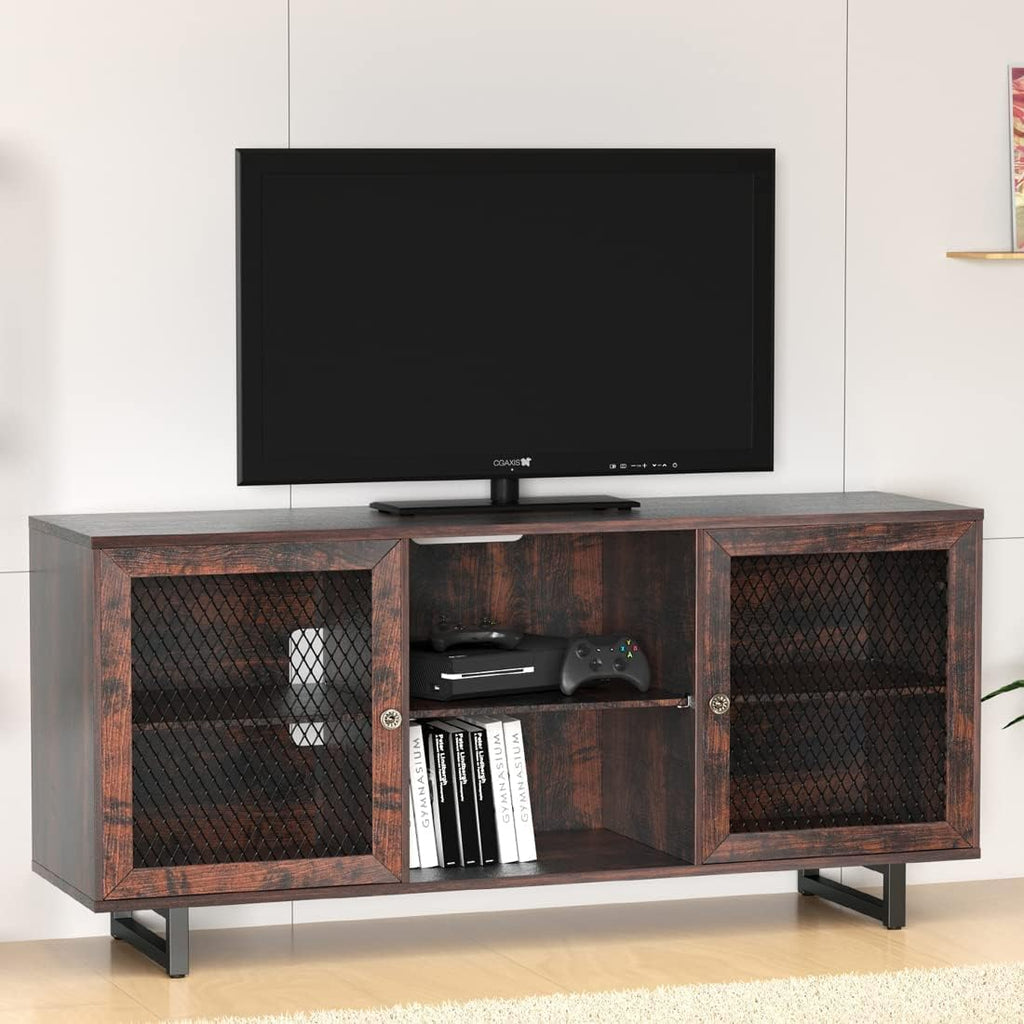Gray Oak TV Cabinet with Mesh Doors I509