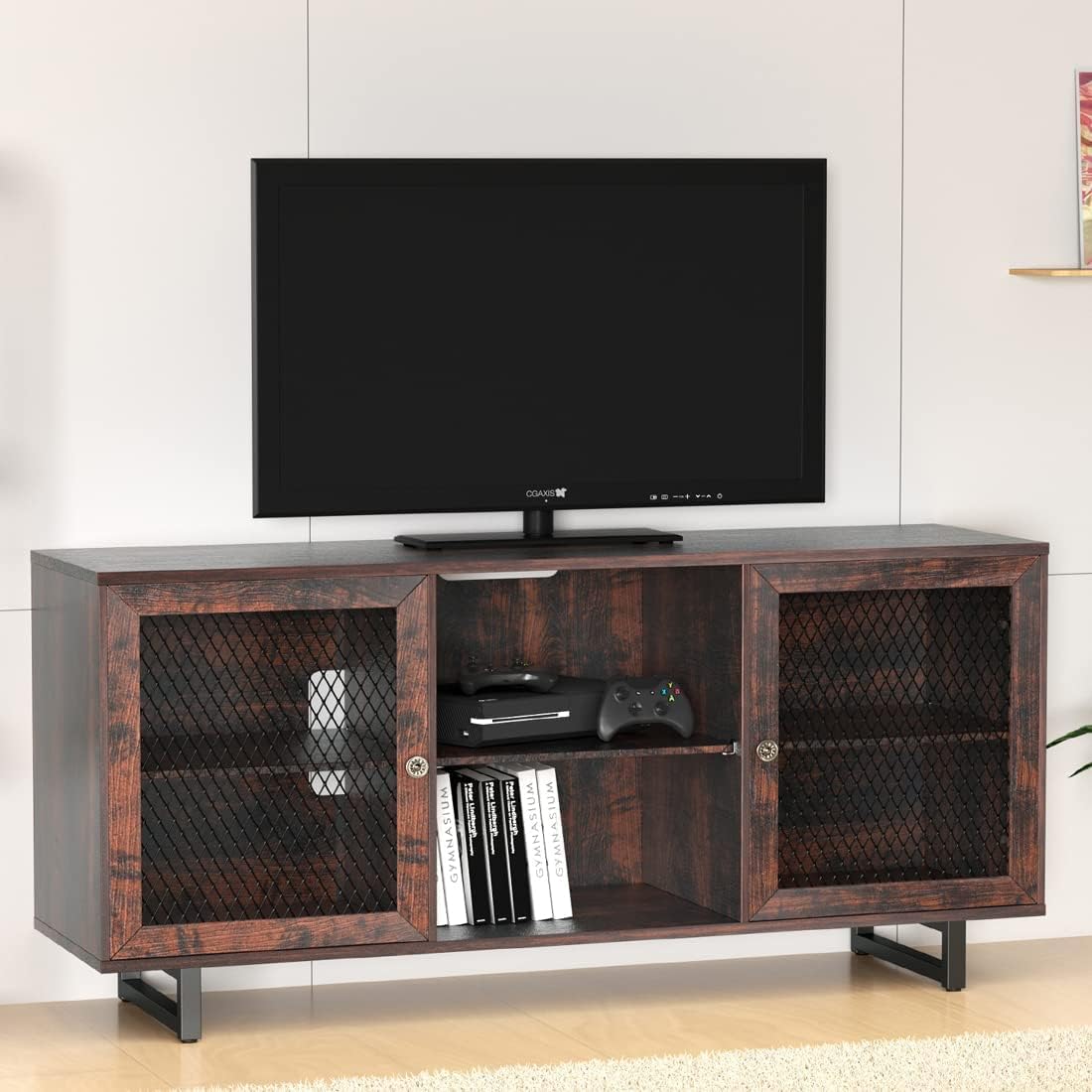Gray Oak TV Cabinet with Mesh Doors I509