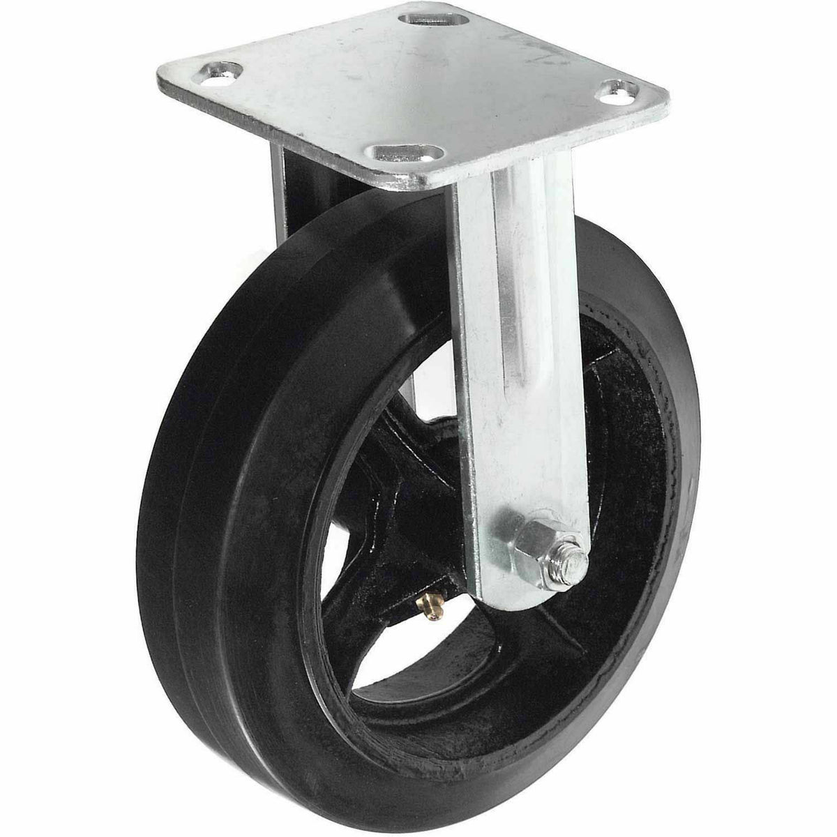Heavy Duty Rigid Plate Caster 8x22 Rubber Wheel 600 lb. Capacity I555144