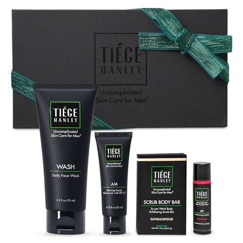 Bronze Men's Skincare Set Includes Face Wash, Facial Moisturizer with SPF 20 Sunscreen, Body Exfoliating Scrub Bar, & Moisturizing Lip Balm M461810