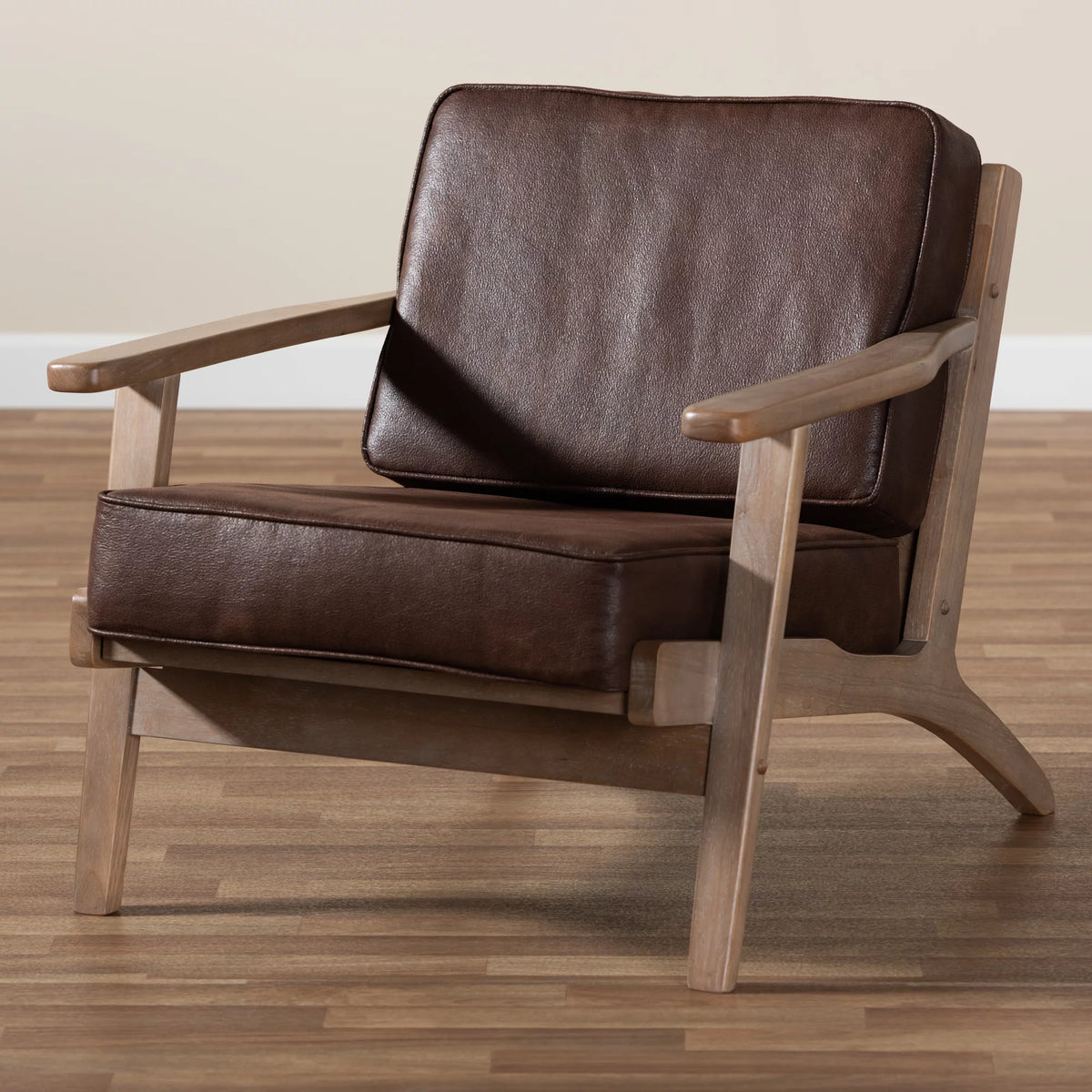 Dark Brown Faux Leather Armchair Q137979