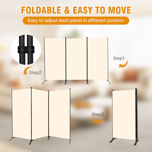 Grey 3 Panel Folding Room Divider Screen with Metal Frame C759