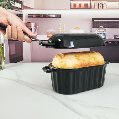 Black Enameled Cast Iron Bread Pan with Lid 4 Qt X87141