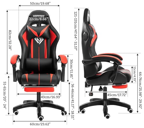 Blue and Black RGB Gaming Chair with Speakers and Footrest J630