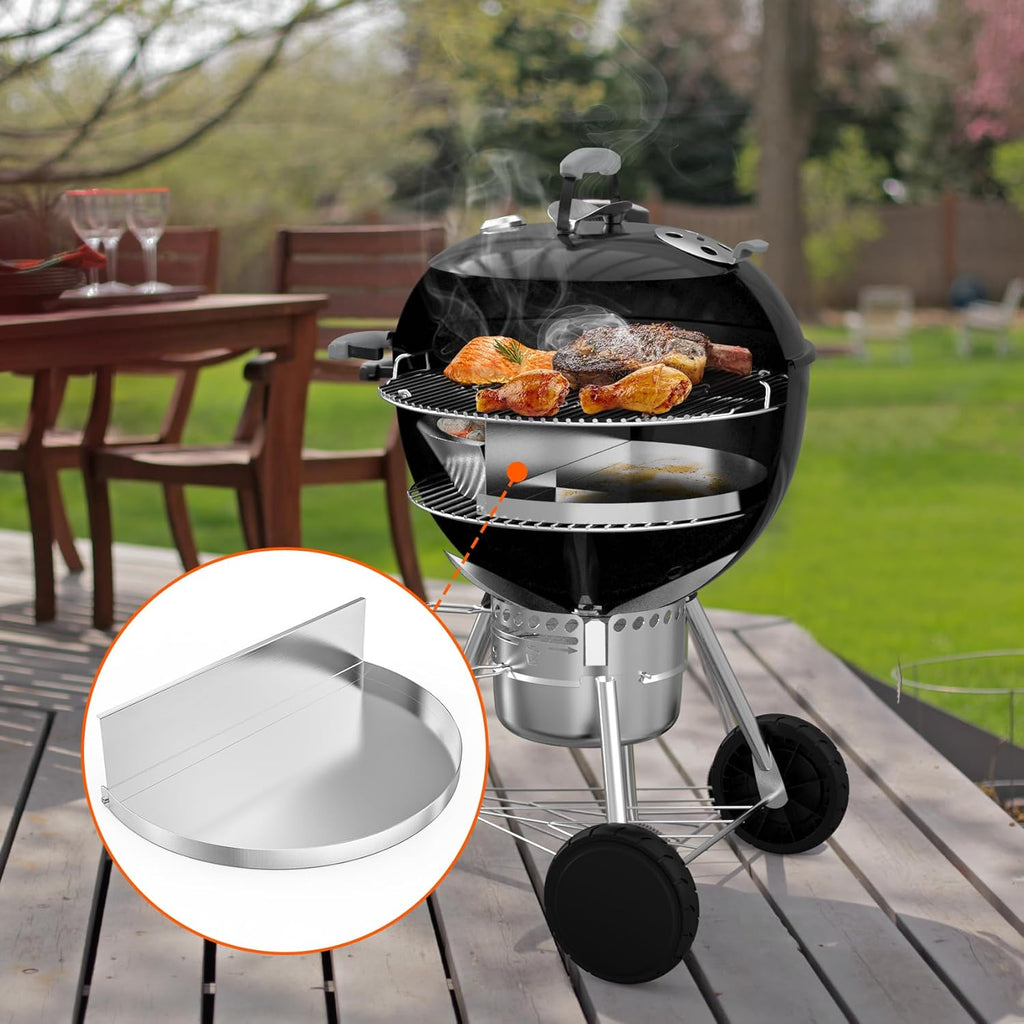 Stainless Steel Detachable Grill Drip Pan with Removable Charcoal Divider V224
