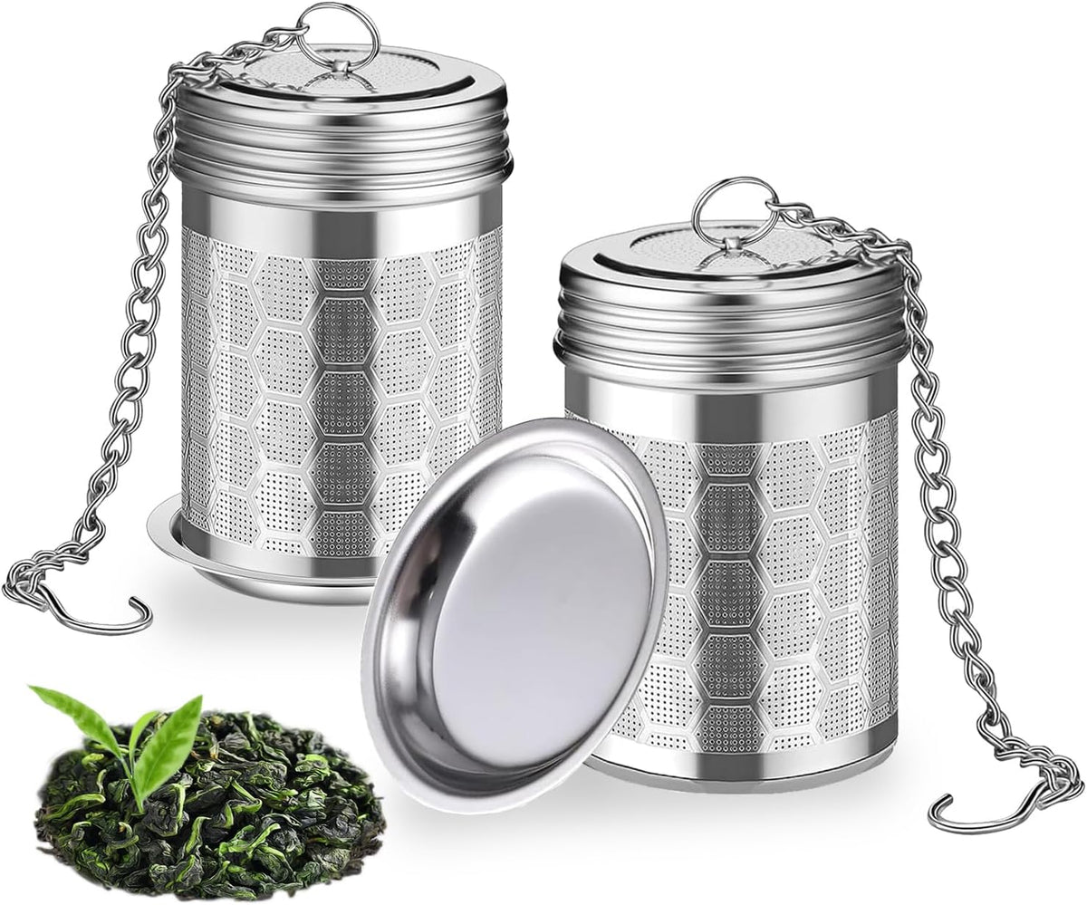 2 Pack Extra Fine Mesh 304 Stainless Steel Tea Infuser with Drip Trays Y659
